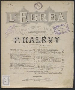 L'Ebrea : Opera in cinque atti / di E. Scribe ; Traduzione italiana di M. Marcello