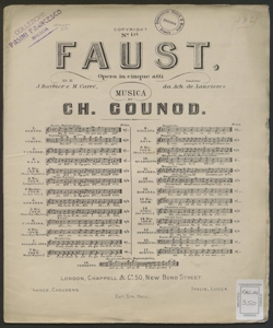 Faust : opera in cinque atti / di J. Barbier e M. Carré ; tradotta da Ach. de Lauzieres