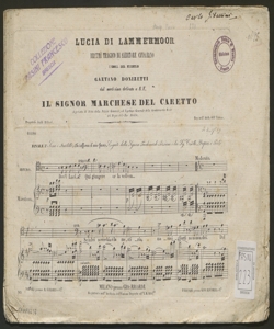 Lucia di Lammermoor : dramma tragico / di Salvadore Cammarano ; musica del M.o Gaetano Donizetti