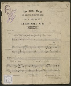 Ida della Torre : Dramma in tre atti / del Sig.r Pietro Beltrame ; Posto in musica dal Sig.r M.o Alessandro Nini