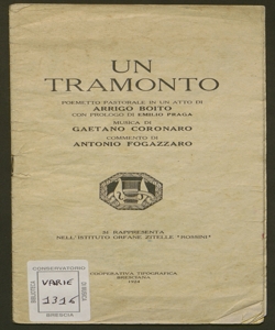 Un tramonto : poemetto pastorale in un atto / di Arrigo Boito ; con prologo di Emilio Praga