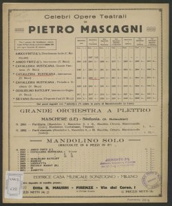 Cavalleria rusticana : Intermezzo sinfonico / Pietro Mascagni ; riduzione di Vincenzo Billi