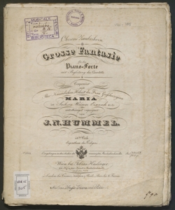 Oberon's Zuchthorn : grosse Fantasie für das Piano-forte mit Begleitung des Quartetts ... 116.tes Werk / J.N. Hummel