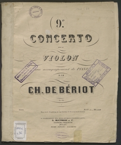 9.e concerto pour violon avec accompagnement de piano : Op. 104 / par Ch. de Bériot