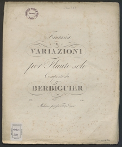 Fantasia e variazioni per flauto solo / composte da Berbiguier