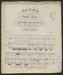 Saffo : tragedia lirica in 3 parti / di S. Cammarano ; musica del Maestro Cavaliere Giovanni Pacini ...