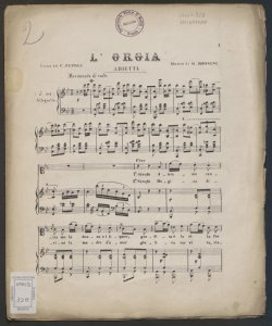L'Orgia : arietta / poesia del C. Pepoli ; musica di G. Rossini. Arlekin polka
