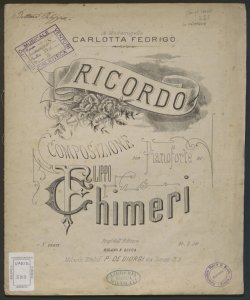 Ricordo : composizione per pianoforte / di Filippo Chimeri