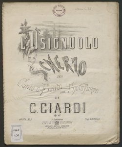 L'Usignuolo : Scherzo per Canto e Flauto con Pianoforte / di C. Ciardi
