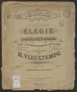 Elegie pour Alto ou Violoncelle : avec accompagnement de piano Op. 30 / par Henri Vieuxtemps