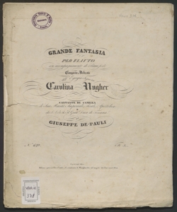 Grande fantasia per flauto con accompagnamento di pianoforte / composta ... da Giuseppe De Pauli