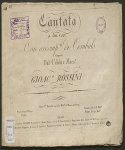 Egle ed Irene : cantata a due voci con accomp.to di Cembalo / composta dal celebre maes.o Gioac.o Rossini