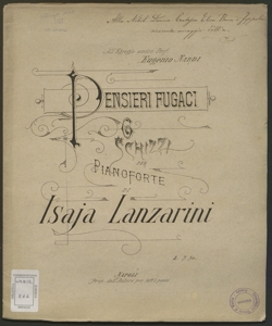 Pensieri fugaci : 6 schizzi per pianoforte / di Isaia Lanzarini