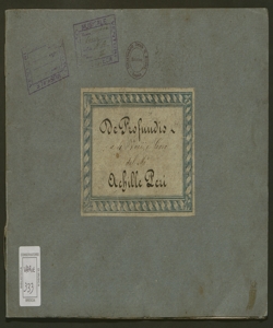 De profundis a quattro voci e coro ridotto con accomp.to di piano forte o d'organo / dedicato alla memoria del sommo L. Cherubini gia membro dell'Istituto di Francia direttore del Conservatorio di musica in Parigi da Achille Peri maestro di cappella a Reggio