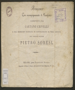 Santa amistà : romance con accompagnamento di pianoforte ... / [di] Gaetano Crivelli