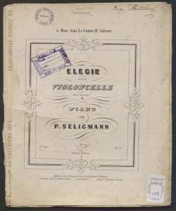 Elegie pour violoncelle avec accomp.t de piano : op. 45 / par P. Seligmann