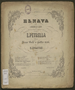 Gran Coro militare Il Bivacco [dal melodramma] Enlava ossia l'Assedio di Leid a / di Errico Petrella ; ridotta per piano-forte a quattro mani da G. Lucantoni