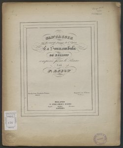 Fantaisie sur des motifs favoris de l'opéra La Sonnambula de Bellini / composée pour le piano par F. Liszt