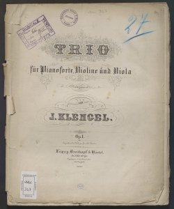 Trio für Pianoforte, Violine und Viola : Op.1 / componirt von J. Klengel