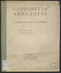 Canzonetta abruzzese : [per] pianoforte a due mani / di Camillo De Nardis