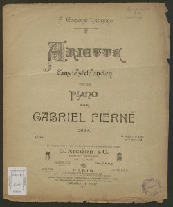 Ariette dans le style ancien : pour piano / par Gabriel Pierné