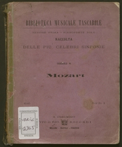 Raccolta delle più celebri Sinfonie : Pianoforte solo / W.A. Mozart