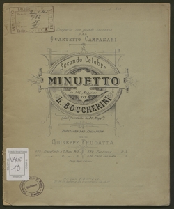 Secondo celebre minuetto in sol maggiore / Boccherini ; riduzione per pianoforte di Giuseppe Frugatta