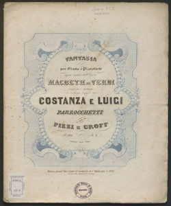 Fantasia per flauto e pianoforte sopra motivi dell'opera Macbeth di Verdi / composta ... da Pizzi e Croff