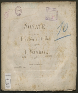 Sonate pour le piano-forte et violon ... oe. 43 : n.1 / composee par I. Wanhal