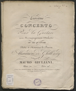 Troisième concerto pour la guitare avec accompagnement d'orchestre... : Oeuvre 70 / Mauro Giuliani