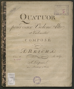 Quatuor pour deux Violons, Alto et Violoncelle : oeuv. 58 / composé par A. Reicha