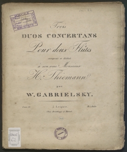 Trois duos concertans pour deux flutes : Oeuvre 39 / Gabrielsky Johann Wilhelm