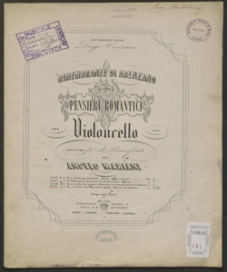 Rimembranze di Arenzano : quattro pensieri romantici per violoncello con accomp.to di pianoforte / per Angelo Mariani