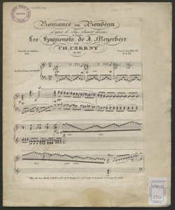 Romance en Rondeau d'après le duo Beauté divine de l'opéra Les Huguenots de J. Meyerbeer : Op. 403 / par Ch. Czerny