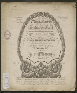 L'amico della musica ossai repertorio teatrale estratto dai più recenti ed applauditi pezzi nuovi delle opere e balli ... / ridotti per il cembalo solo da ... M.J. Leidesdorf