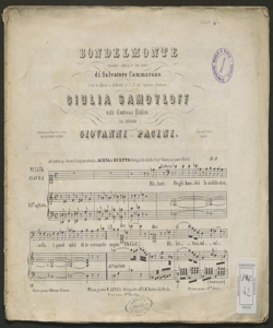 Bondelmonte : tragedia lirica in tre parti / di Salvatore Cammarano ; posta in musica [...! dal Cav. Giovanni Pacini