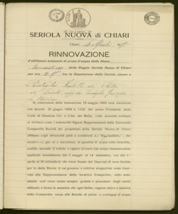 082 - Rinnovazione di scritture di affitto seiennali di presa d'acqua dalla bocca Bornadino II