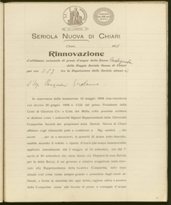 093 - Rinnovazione di scritture di affitto seiennali di presa d'acqua dalla bocca Castegnata II