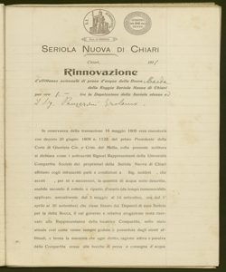 099 - Rinnovazione di scritture di affitto seiennali di presa d'acqua dalla bocca Maeda II