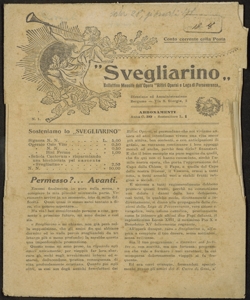 Svegliarino : bollettino mensile dell'Opera ritiri operai e lega di perseveranza