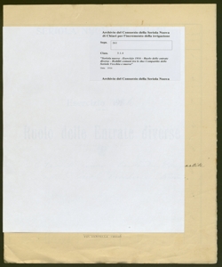 261 - Seriola nuova - Esercizio 1916 - Ruolo delle entrate diverse - Redditi comuni tra le due Compartite delle Seriole Vecchia e nuova