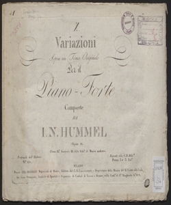 10 variazioni sopra un tema originale per il piano-forte : opera 76 / composte da I. N. Hummel