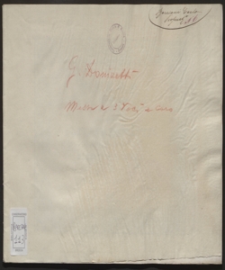 Messa a tre voci e coro con accompagnamento d'organo / composta e dedicata al Cavaliere Gaetano Donizetti dal suo amico Placido Mandanici