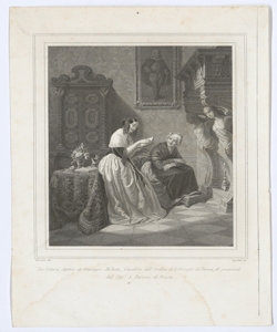Interno con giovane donna in lettura Gandini Domenico