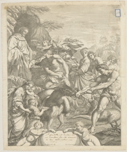 San Benedetto riceve doni dagli abitanti dei dintorni del convento Giovannini Giacomo Maria