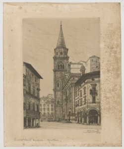 Veduta di Mantova: Piazza S. Andrea Carbonati Antonio