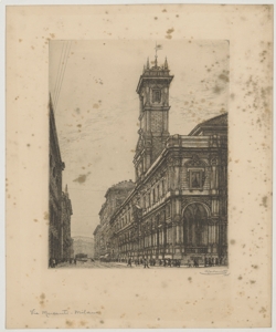 Veduta di Milano: Via Mercanti Carbonati Antonio
