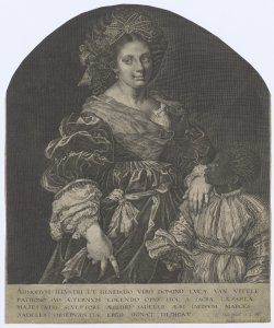 Ritratto di giovane donna con bambino nero Sadeler Aegidius II