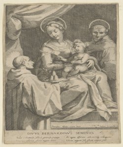 Madonna in trono con Bambino e san Francesco e san Bernardino da Siena Grispoldi Gaspare