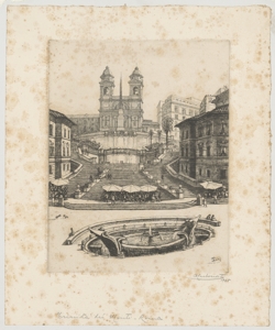 Veduta di Roma: Trinità dei Monti Carbonati Antonio